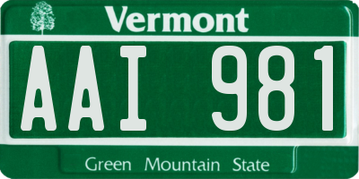 VT license plate AAI981