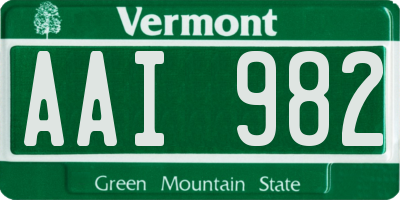 VT license plate AAI982