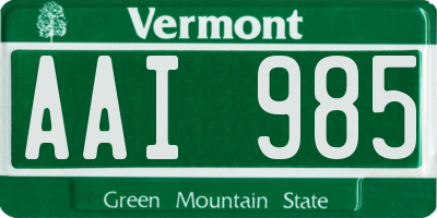 VT license plate AAI985