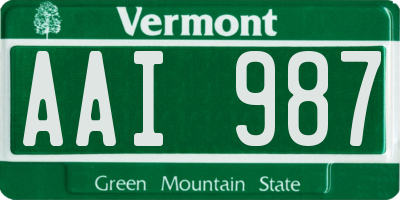 VT license plate AAI987