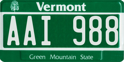 VT license plate AAI988