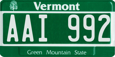 VT license plate AAI992