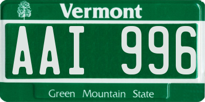 VT license plate AAI996