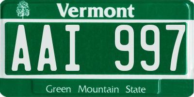 VT license plate AAI997