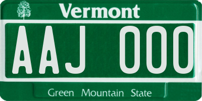 VT license plate AAJ000