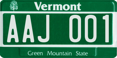 VT license plate AAJ001