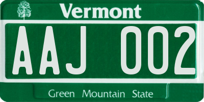 VT license plate AAJ002