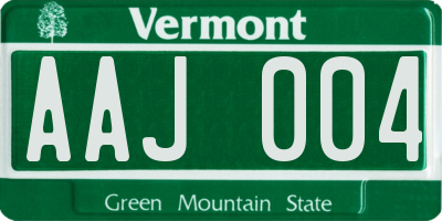 VT license plate AAJ004
