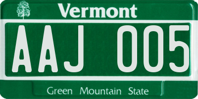 VT license plate AAJ005