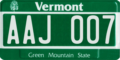 VT license plate AAJ007