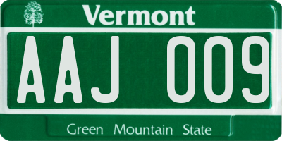VT license plate AAJ009