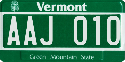 VT license plate AAJ010