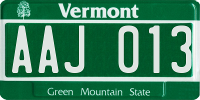 VT license plate AAJ013