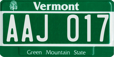 VT license plate AAJ017