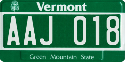 VT license plate AAJ018