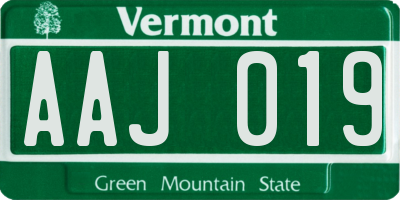 VT license plate AAJ019