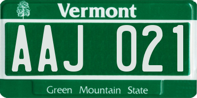 VT license plate AAJ021
