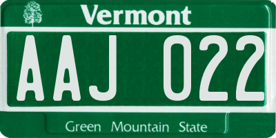 VT license plate AAJ022