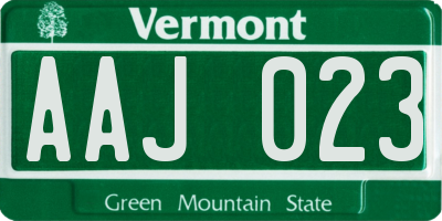 VT license plate AAJ023