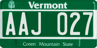 VT license plate AAJ027