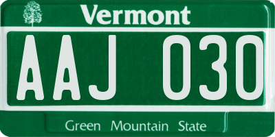 VT license plate AAJ030
