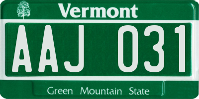 VT license plate AAJ031