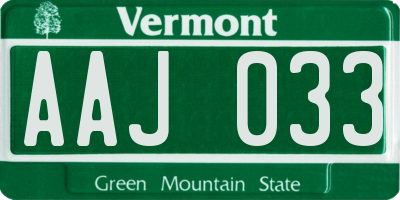 VT license plate AAJ033