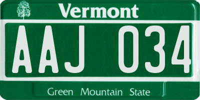 VT license plate AAJ034