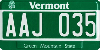 VT license plate AAJ035