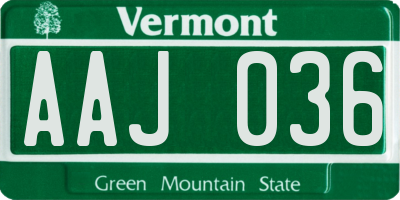 VT license plate AAJ036