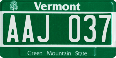 VT license plate AAJ037