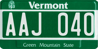 VT license plate AAJ040