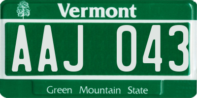 VT license plate AAJ043