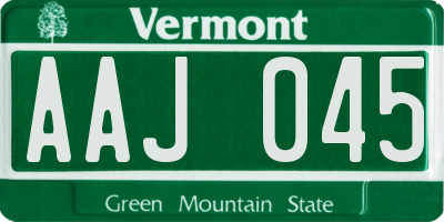 VT license plate AAJ045