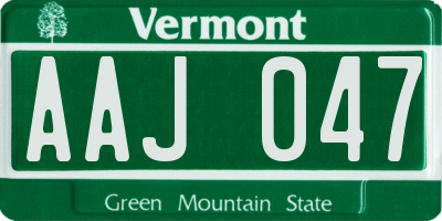 VT license plate AAJ047