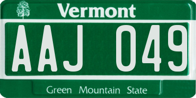 VT license plate AAJ049