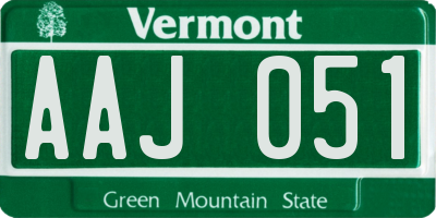 VT license plate AAJ051