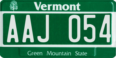 VT license plate AAJ054