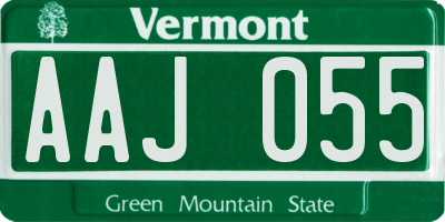 VT license plate AAJ055