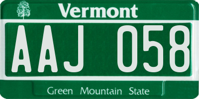 VT license plate AAJ058