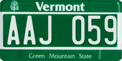VT license plate AAJ059