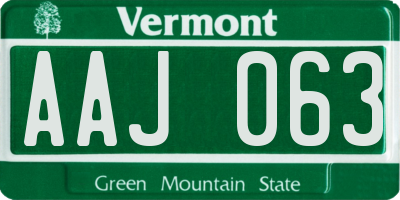 VT license plate AAJ063