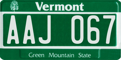 VT license plate AAJ067
