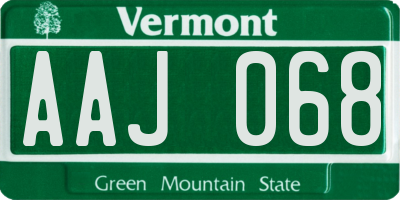 VT license plate AAJ068