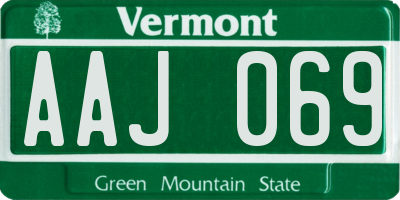 VT license plate AAJ069