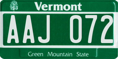 VT license plate AAJ072