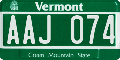 VT license plate AAJ074