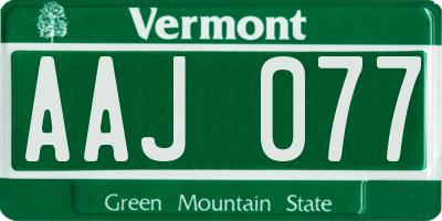 VT license plate AAJ077