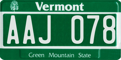 VT license plate AAJ078