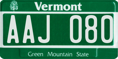 VT license plate AAJ080